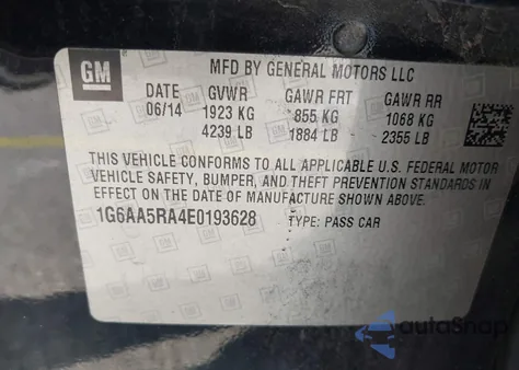 2014 Cadillac Ats Standard из США, поврежденный, VIN 1G6AA5RA4E0193628